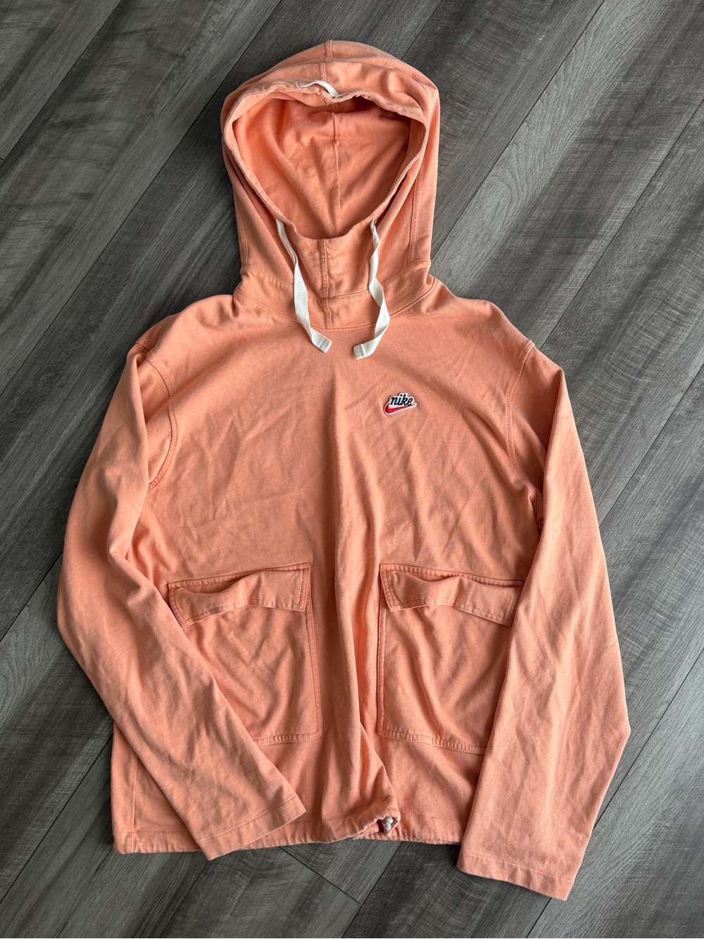 Nike Sportswear Heritage Essentials Knit Pullover Hoodie Mens Sz L Apricot